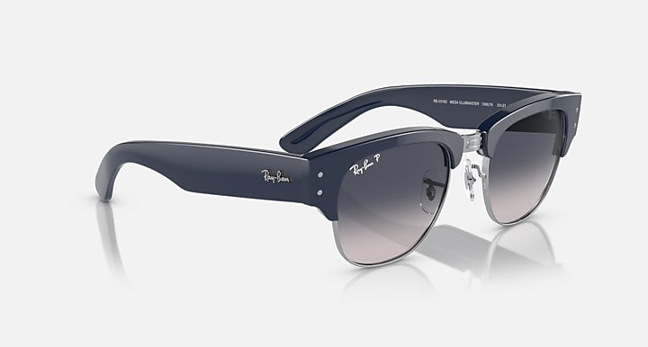 Ray-Ban MEGA CLUBMASTER Blue On Silver; Blue with Blue Polarized Gradient lenses - Alternative