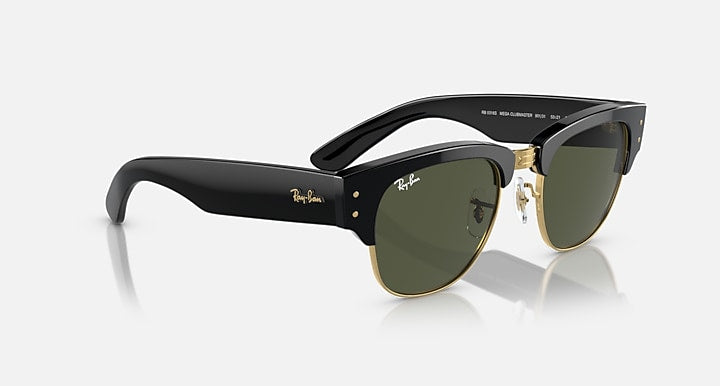 Ray-Ban MEGA CLUBMASTER Black On Gold; Black with G-15 Green Solid Color lenses - Alternative