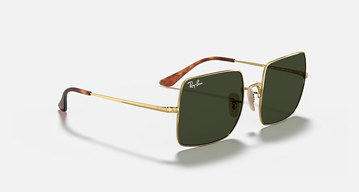Ray-Ban SQUARE 1971 CLASSIC Arista Gold with G-15 Green Solid Color lenses - Alternative