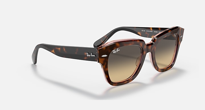 Ray-Ban STATE STREET Havana On Transparent Pink; Tortoise with Brown/Blue Gradient Gradient lenses - Alternative
