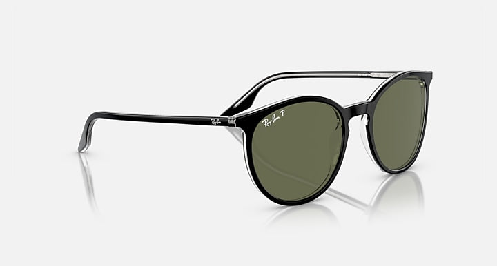Ray-Ban RB2204 Black On Transparent with Green Polarized Solid Color lenses - Alternative