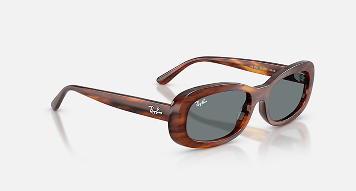 Ray-Ban RB2221 Striped Havana with Blue Solid Color lenses - Alternative