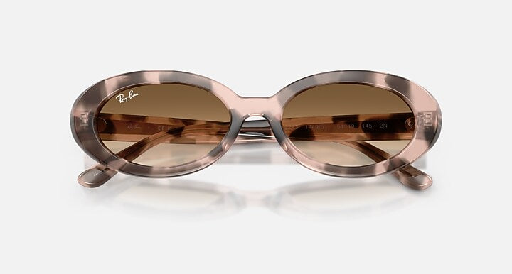 Ray-Ban RB2223 Opal Pink Havana with Clear Gradient Brown Gradient lenses - Closed Front