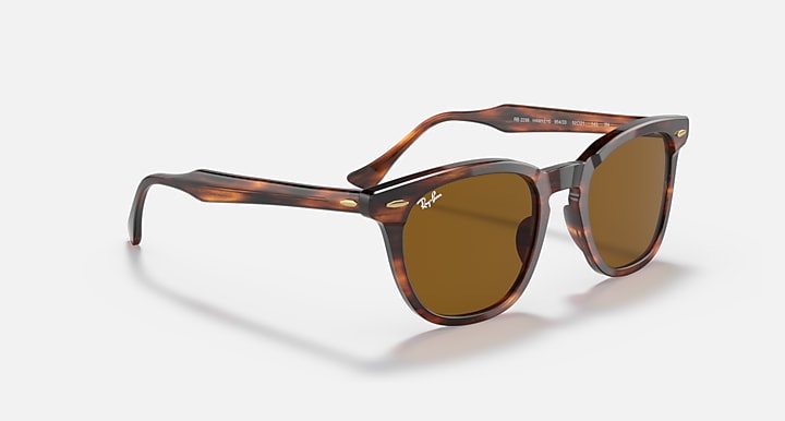 Ray-Ban HAWKEYE Striped Havana; Havana with Brown Solid Color lenses - Alternative