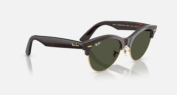 Ray-Ban CLUBMASTER WAY Red Havana On Gold; Red Havana with Green Solid Color lenses - Alternative