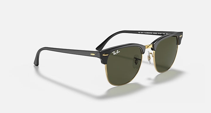 Ray-Ban CLUBMASTER CLASSIC Black On Gold with G-15 Green Solid Color lenses - Alternative