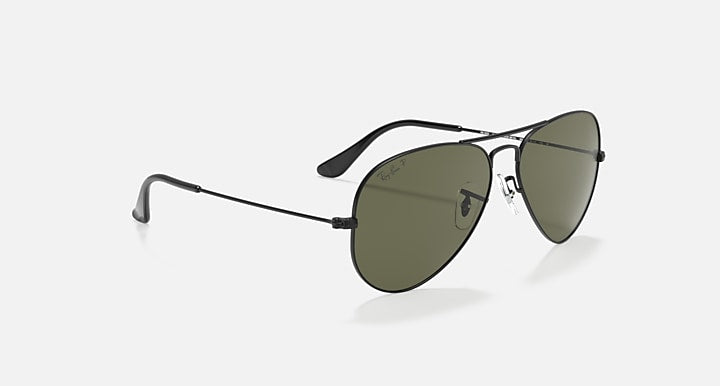 Ray-Ban AVIATOR CLASSIC Black with G-15 Green Polarized Solid Color lenses - Alternative