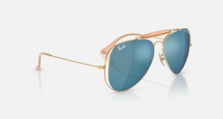 Ray-Ban THE OUTDOORSMAN BY DOLCE&GABBANA Arista Gold with Dark Blue Mirror Blue Solid Color - Mirror lenses - Alternative