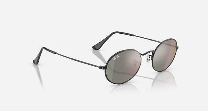 Ray-Ban OVAL FLAT LENSES Black with Bronze Solid Color - Mirror lenses - Alternative