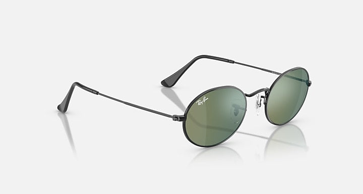 Ray-Ban OVAL FLAT LENSES Black with Blue Solid Color - Mirror lenses - Alternative