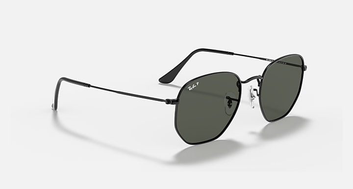 Ray-Ban HEXAGONAL FLAT LENSES Black with G-15 Green Polarized Solid Color lenses - Alternative
