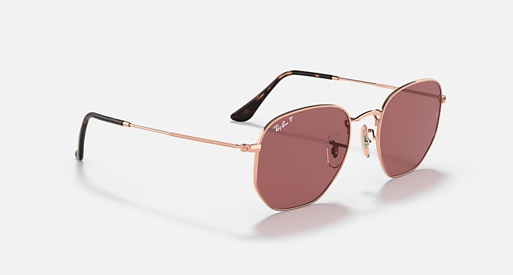 Ray-Ban HEXAGONAL FLAT LENSES Rose Gold with Violet Polarized Solid Color lenses - Alternative