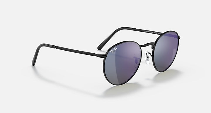 Ray-Ban NEW ROUND Black with Green Mirror Blue Solid Color - Mirror lenses - Alternative