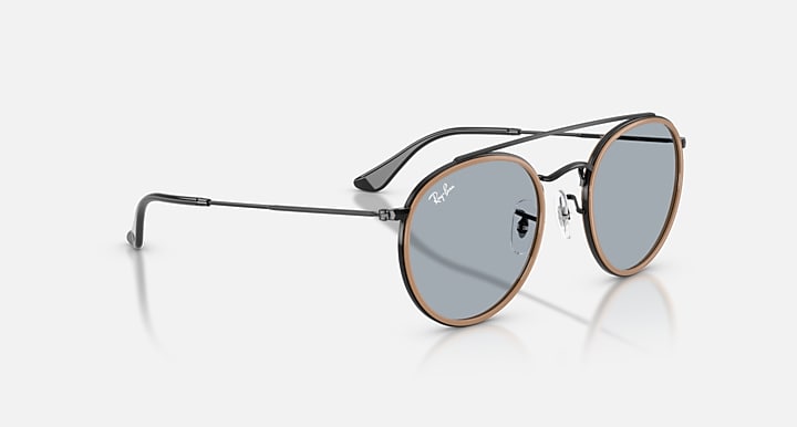 Ray-Ban ROUND DOUBLE BRIDGE Black with Blue Solid Color lenses - Alternative