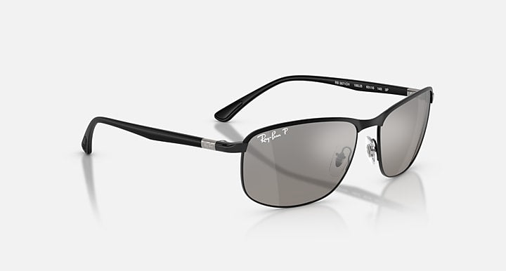 Ray-Ban RB3671 POLARIZED+ LENSES Black On Black; Black with Mirror Silver Polarized+ Polarized+ lenses - Alternative