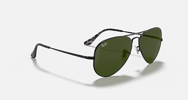 Ray-Ban AVIATOR METAL II Black with G-15 Green Solid Color lenses - Alternative