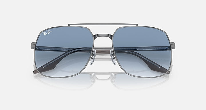 Ray-Ban RB3699 Gunmetal; Grey On Transparent with Gradient Blue Gradient lenses - Closed Front
