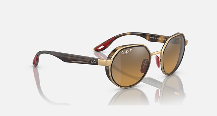 Ray-Ban RB3703M SCUDERIA FERRARI COLLECTION POLARIZED+ LENSES Gold; Havana with Grey & Brown Polarized Polarized+ lenses - Alternative