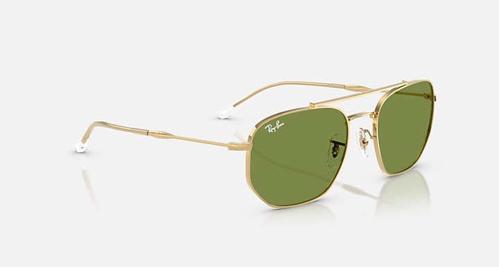 Ray-Ban RB3707 REVISITED Arista Gold with Green Solid Color lenses - Alternative