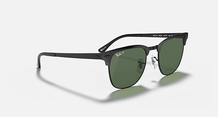 Ray-Ban CLUBMASTER METAL Black with G-15 Green Polarized Solid Color lenses - Alternative