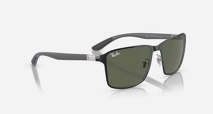 Ray-Ban RB3721 Black On Silver; Silver with Dark Green Solid Color lenses - Alternative