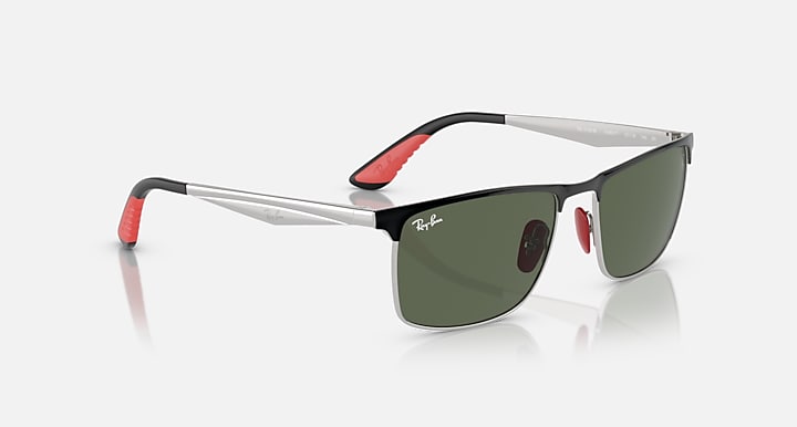 Ray-Ban RB3726M SCUDERIA FERRARI COLLECTION Black On Silver; Silver with Dark Green Solid Color lenses - Alternative