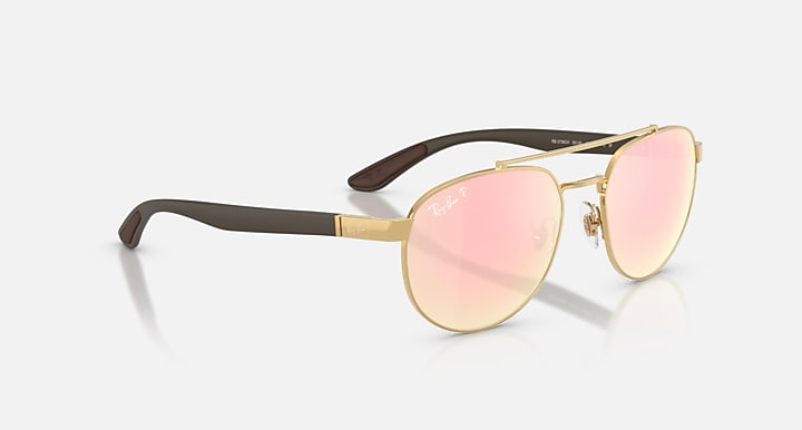 Ray-Ban RB3736 POLARIZED+ LENSES LITEFORCE Arista Gold; Brown with Orange Mirror Pink Polarized+ Polarized+ lenses - Alternative