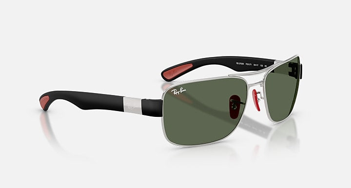 Ray-Ban RB3763M SCUDERIA FERRARI COLLECTION Silver; Matte Black with Dark Green Solid Color lenses - Alternative