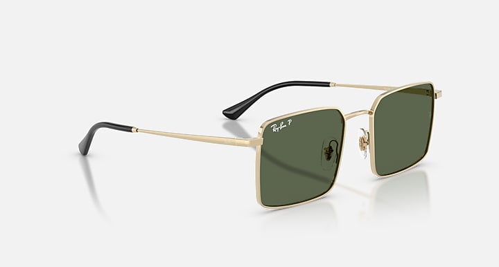 Ray-Ban IDAN BIO-BASED Pale Gold with Dark Green Polarized Solid Color lenses - Alternative