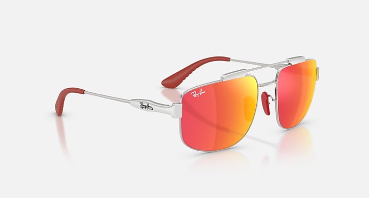 Ray-Ban RB3789M SCUDERIA FERRARI COLLECTION Silver with Grey Mirror Red Solid Color - Mirror lenses - Alternative