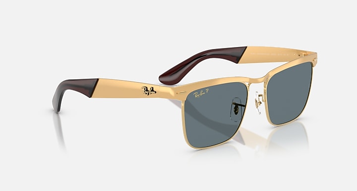 Ray-Ban WAYFARER DELUXE Sandblasted Legend Gold with Dark Blue Polarized Solid Color lenses - Alternative