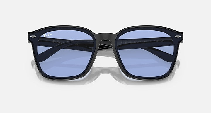 Ray-Ban RB4392D Black with Blue Solid Color lenses - Closed Front