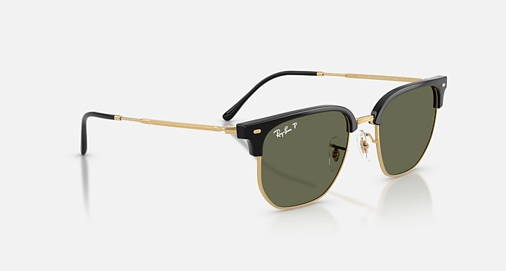 Ray-Ban NEW CLUBMASTER Black On Arista; Arista with Polarized Green Solid Color lenses - Alternative