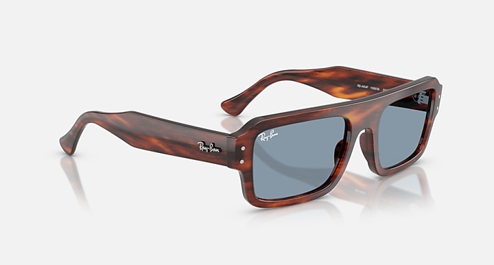 Ray-Ban FLACKO BIO-BASED Striped Havana with Blue Solid Color lenses - Alternative