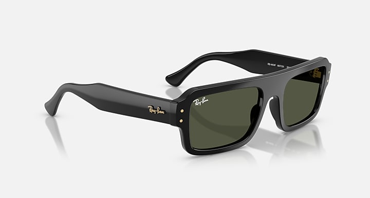 Ray-Ban FLACKO BIO-BASED Black with Green Solid Color lenses - Alternative