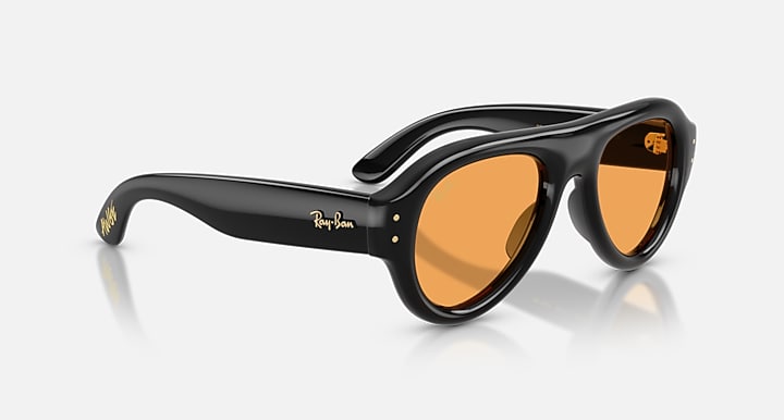 Ray-Ban AVIATOR PUFFER Black with Orange Solid Color lenses - Alternative