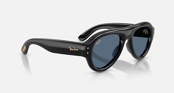 Ray-Ban AVIATOR PUFFER Black with Dark Blue Solid Color lenses - Alternative