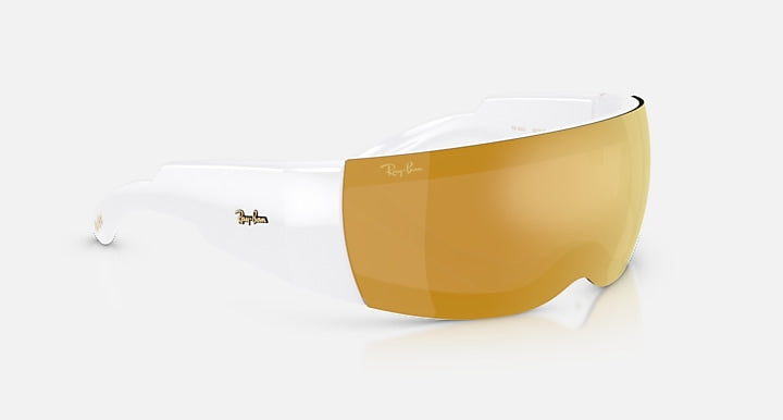 Ray-Ban ULTRA WRAP 002 NEXT GENERATION COLLECTION White with Brown Mirror Gold Solid Color - Mirror lenses - Alternative