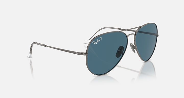 Ray-Ban AVIATOR TITANIUM POLARIZED+ LENSES Gunmetal with Blue Polarized+ Polarized+ lenses - Alternative