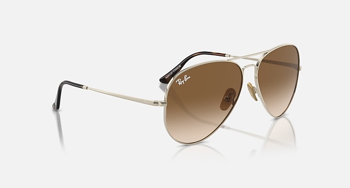 Ray-Ban AVIATOR TITANIUM Arista Gold with Clear & Brown Gradient lenses - Alternative