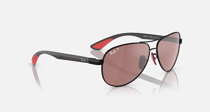Ray-Ban RB8331M SCUDERIA FERRARI COLLECTION POLARIZED+ LENSES Black; Dark Carbon with Purple & Silver Polarized Polarized+ lenses - Alternative