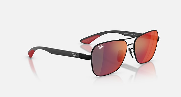 Ray-Ban RB8336M SCUDERIA FERRARI COLLECTION Matte Black; Dark Carbon with Dark Grey Mirror Blue/Red Solid Color - Mirror lenses - Alternative
