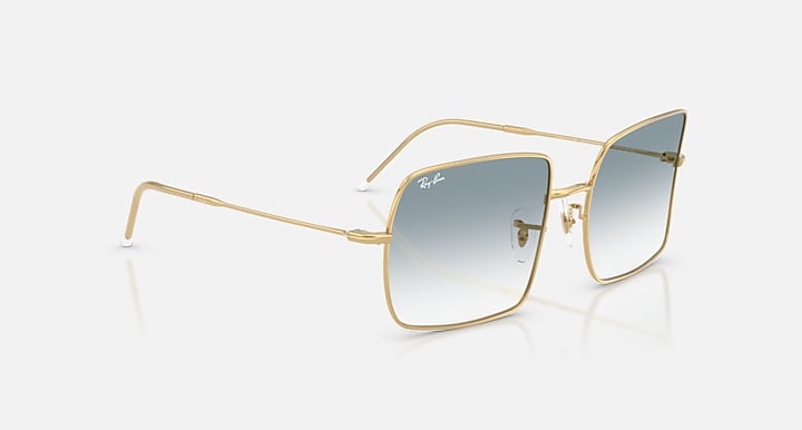 Ray-Ban SQUARE 1971 REVERSE Arista Gold with Clear Gradient Blue Gradient lenses - Alternative