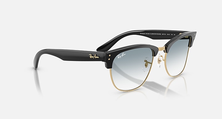 Ray-Ban CLUBMASTER REVERSE Black On Gold; Black with Clear Gradient Blue Gradient lenses - Alternative