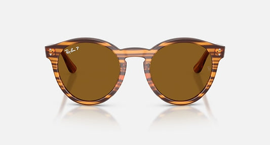 Ray-Ban 2180 REVERSE Striped Havana with Dark Brown Polarized Solid Color lenses - Front