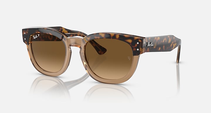 Ray-Ban MEGA HAWKEYE Havana On Transparent Brown with Brown Polarized Gradient lenses - Quarter