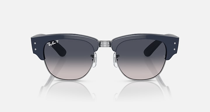 Ray-Ban MEGA CLUBMASTER Blue On Silver; Blue with Blue Polarized Gradient lenses - Front