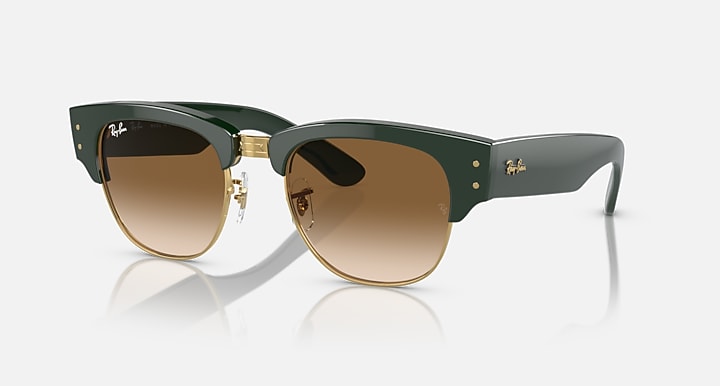 Ray-Ban MEGA CLUBMASTER Green On Gold; Green with Light Brown Gradient lenses - Quarter