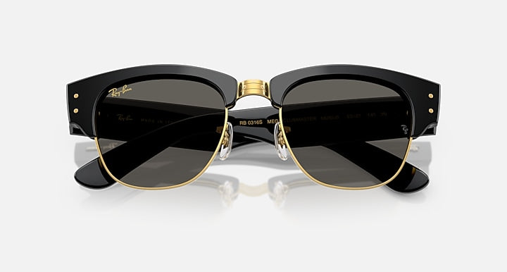 Ray-Ban MEGA CLUBMASTER BLACKED OUT COLLECTION Black On Gold; Black with Ultra Black Solid Color lenses - Closed Front