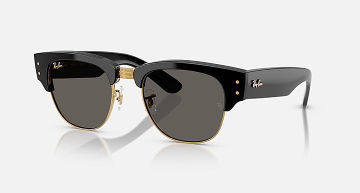 Ray-Ban MEGA CLUBMASTER BLACKED OUT COLLECTION Black On Gold; Black with Ultra Black Solid Color lenses - Quarter